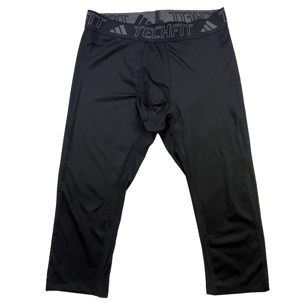 Adidas Techfit Aeroready Compression Tights Mens L Black Gym Training Cropped